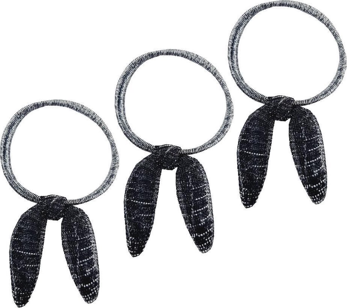 Haarsoires Haarelastieken – Strik 5cm – Glitter Stof – Grijs Zilver - Set van 3