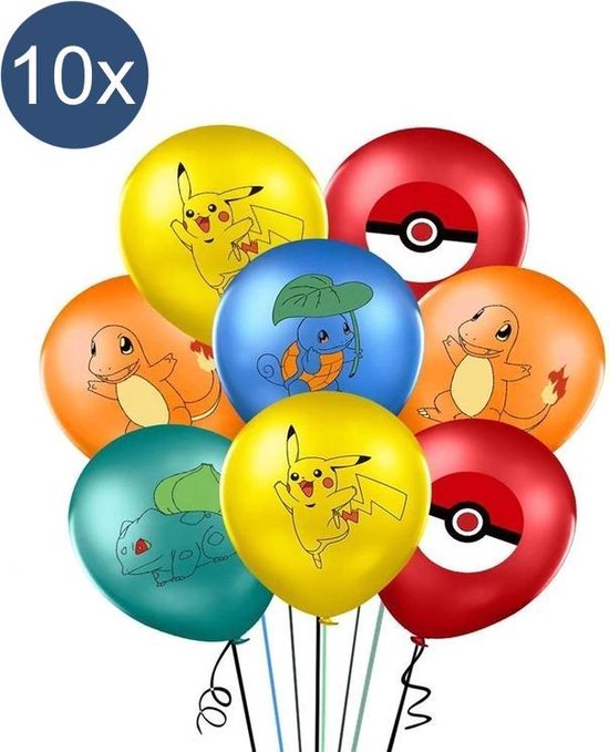 Décoration d'anniversaire Pokémon - Ballons - 10 pcs - Pack de