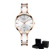 Bol.com NIBOSI Horloges voor Vrouwen – Luxe Rosé/Wit Design - Ø 32 mm – Geschenkset aanbieding