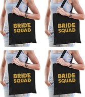 8x Bride Squad vrijgezellenfeest tasje zwart goud dikke letters/ goodiebag dames - Accessoires vrijgezellen party vrouw