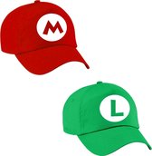Casquette/casquette/chapeau de plombier Mario et Luigi pour femme, homme, adulte - Set de 2 bonnets pour un déguisement de Mario et Luigi