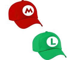 Loodgieter Mario en Luigi petjes - caps - hoed - heren - volwassenen - Set van 2 petjes - voor bij een Mario en Luigi kostuum