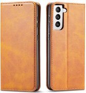 Casecentive Luxe Leren Wallet case - Portemonnee hoesje - Samsung Galaxy S21 tan