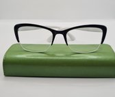 Leesbril +2.0 / zwarte halfbril van metalen frame / metalen veerscharnier / bril op sterkte +2,0 / unisex leesbril met microvezeldoekje / dames en heren leesbril / XM131 zwart / lu