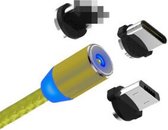 3 in 1 Magnetische Oplaadkabel - 3 Aansluitingen Inclusief Kabel - 1 Meter Kabel 3.0 A USB naar iPhone Lightning - Micro-USB - Type-C Magnetische Oplaadkabel - Goud