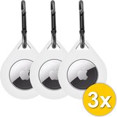 Set x3 RAINDROP® Siliconen sleutelhanger en bescherm hoesje geschikt voor Apple Airtag inclusief karabijnhaak (wit)