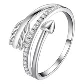 Tracelet - Zilveren Ringen - Ring Cupido Pijl - Met zirkonia - 925 Sterling Zilver - Valentijn - 925 Keurmerk Stempel - In Leuke Cadeauverpakking