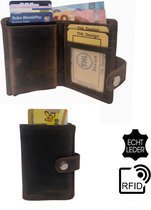 THL Design – Luxe Pasjeshouder – Uitschuifbaar – Anti Skim Portemonnee – Cardprotector – RFID Portemonnee - Pasjeshouder Mannen / Dames – Vintage Leer Bruin