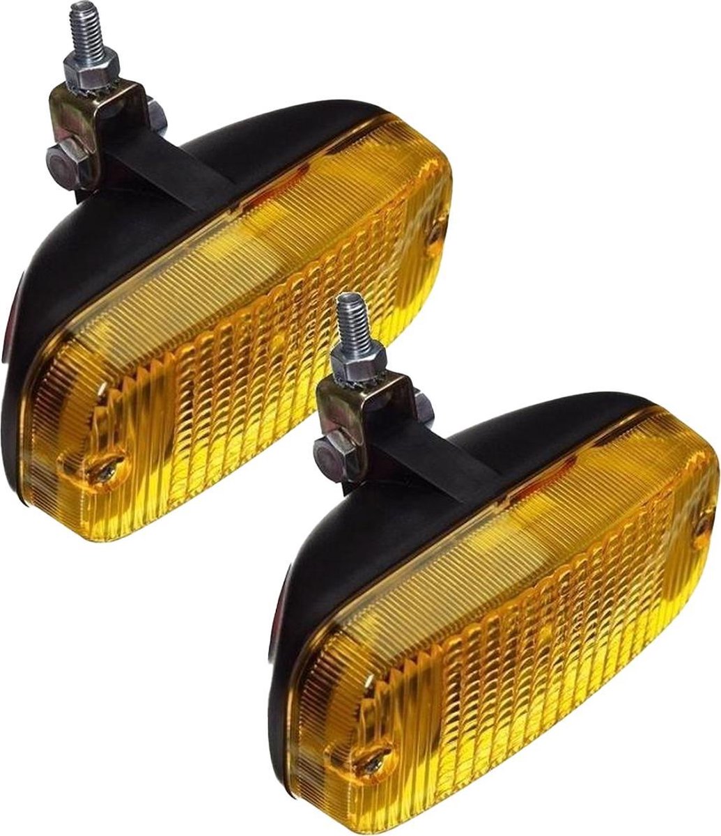 phares - feux,YELLOW--Feux latéraux de voiture LED 12V, 2 pièces,  feux'avertissement'arrêt pour voitures, camion, rouge, jaune, blan