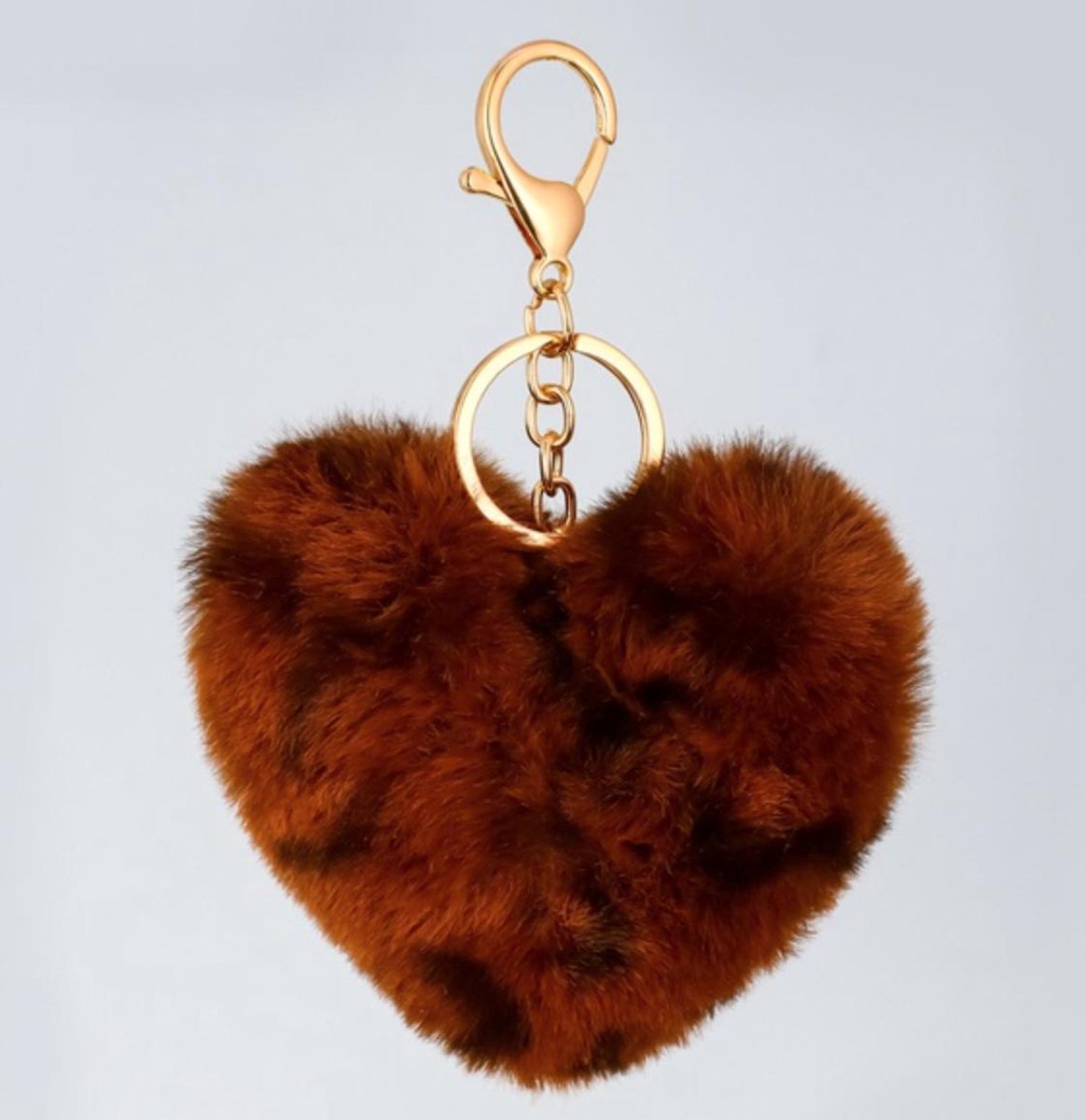 Panter print sleutelhanger hart | donkerbruin