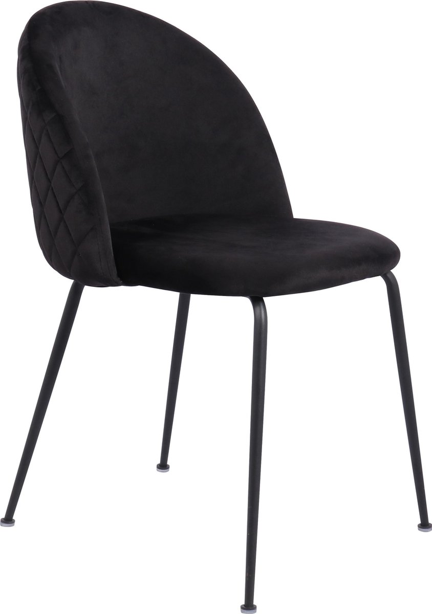 Eetkamerstoel Oslo velvet - Set van 2 - Zwart - Fluweel - Velvet - Eetkamerstoel - Eetkamerstoelen - Woonkamerstoelen