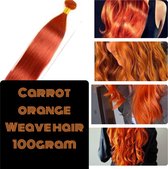 Weave Hair Echt haar human hair 100gram 40cm oranje zijdig glanzend remy hair extensions
