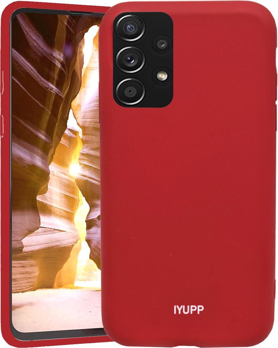 IYUPP Siliconen telefoonhoesje geschikt voor Samsung Galaxy A72 Hoesje Rood