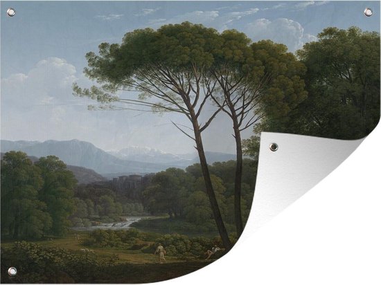 Italiaans landschap met pijnbomen - Hendrik Voogd - Tuindoek