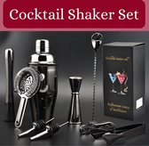 JeRie Cocktail Set - Cocktail Shaker - 13 delige set - RVS - Zwart