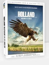 Gelimiteerde DVD & Blu-ray editie Holland Natuur in de Delta met een arend die naar de grond duikt boven een rietlandschap.