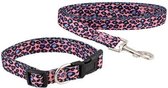 Merx® | Verstelbare Hondenhalsband met Kliksluiting + Leiband - Multicolor - Large (Geschikt voor Honden tot 30 kg)