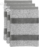 Beddinghouse Sheer Stripe set van 3 Washandjes - 16x22  cm - Antraciet