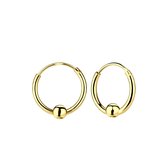 Joy|S - Zilveren oorringen 12 mm met balletje - 14k goudplating