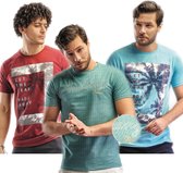 Embrator 3-stuks mannen T-shirt mix10 blauw/rood/aqua maat M