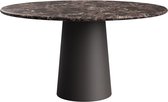 FLOW Ronde Eettafel - Dark Emperador Bruin Marmer (Grijsbruine Cilinder) - 140 x 140 x 75  - Gepolijst Recht