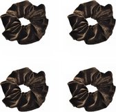 Scrunchies – Velvet Scrunchies – 4x donker bruin – Donker Bruin – 4 stuks – Musthave Haaraccessore – Scrunche Pack – Luxe kwaliteit – Haarelastiek – Elastiekje – Elastiek – Haarwokkel – Haarverzorging – Haarelastiekjes – Haarwikkel