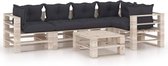 Medina 6-delige Loungeset met kussens pallet grenenhout