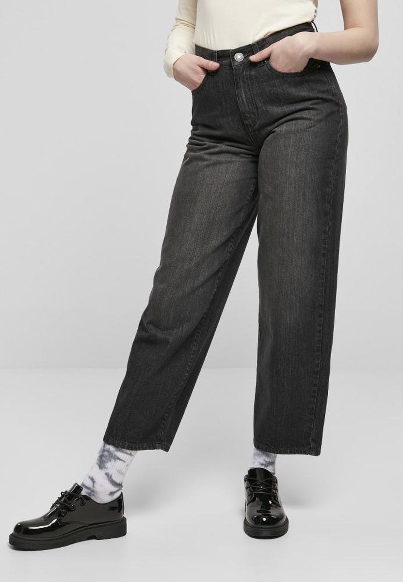 Urban Classics High Wasit Wide Leg Cropped Wijde broek Taille 29 inch Zwart
