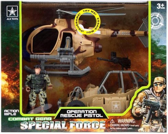 Mega Creative - Jouets de l'armée - Militaire - Avec hélicoptère, soldat,  voiture Jeep