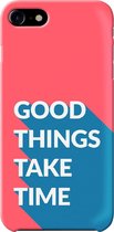 Apple iPhone 8 Telefoonhoesje - Premium Hardcase Hoesje - Dun en stevig plastic - Met Quote - Good Things - Rood