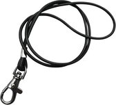 Moodadventures | Keycords | Stevig Keycord Zwart Leer Haaksluiting | 45 cm.