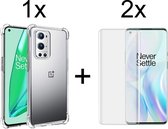 Oneplus 9 Pro hoesje shock proof case transparant - 2x OnePlus 9 Pro Screenprotector UV