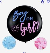 De Shopschuur - Gender Reveal Ballon Geslacht Baby Jongen Meisje Boy Girl Zwart 91cm confetti