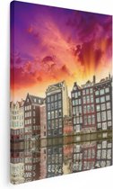 Artaza Canvas Schilderij Amsterdamse Huisjes Bij Het Kanaal - Kleur - 30x40 - Klein - Foto Op Canvas - Canvas Print