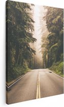 Artaza Canvas Schilderij Highway In Californië Omring Met Bos  - 30x40 - Klein - Foto Op Canvas - Canvas Print