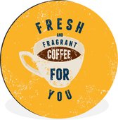Café Vintage frais et parfumé pour vous pour un fond jaune Cercle mural aluminium - ⌀ 60 cm - peinture ronde - impression photo sur aluminium / dibond / cercle mural / cercle vivant / cercle de jardin (décoration murale)