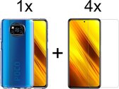 Xiaomi Poco X3 Pro hoesje siliconen case transparant - 4x Xiaomi Poco X3 Pro Screenprotector