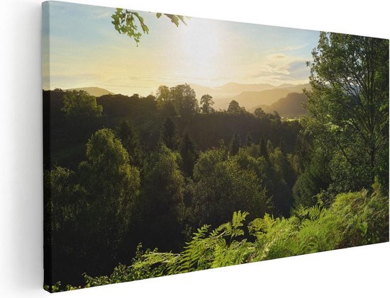 Artaza Canvas Schilderij Zonsondergang Vanuit Een Bos - 100x50 - Groot - Foto Op Canvas - Canvas Print