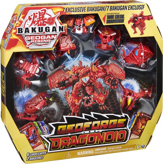Bakugan Geogan Rising - GeoForge Dragonoid - 7-in-1 Dragonoid en 6 Geogan Bakugan-actiefiguren - Bakugan