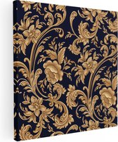Artaza Canvas Schilderij Decoratieve Gouden Bloemen Achtergrond - 60x60 - Foto Op Canvas - Canvas Print