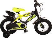 Volare Sportivo Kinderfiets - Jongens - 12 inch - Neon Geel Zwart - Twee Handremmen - 95% afgemonteerd