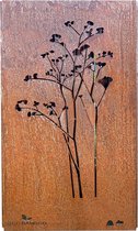Wanddecoratie wandplaat metaal voor indoor en outdoor (Plant) groot zwart cortenstaal 180 x 90 cm