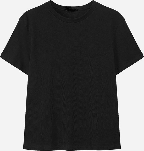 MOOI! Company - Los vallend basis T-shirt - Dames Top - NICKY - Kleur Zwart - XS
