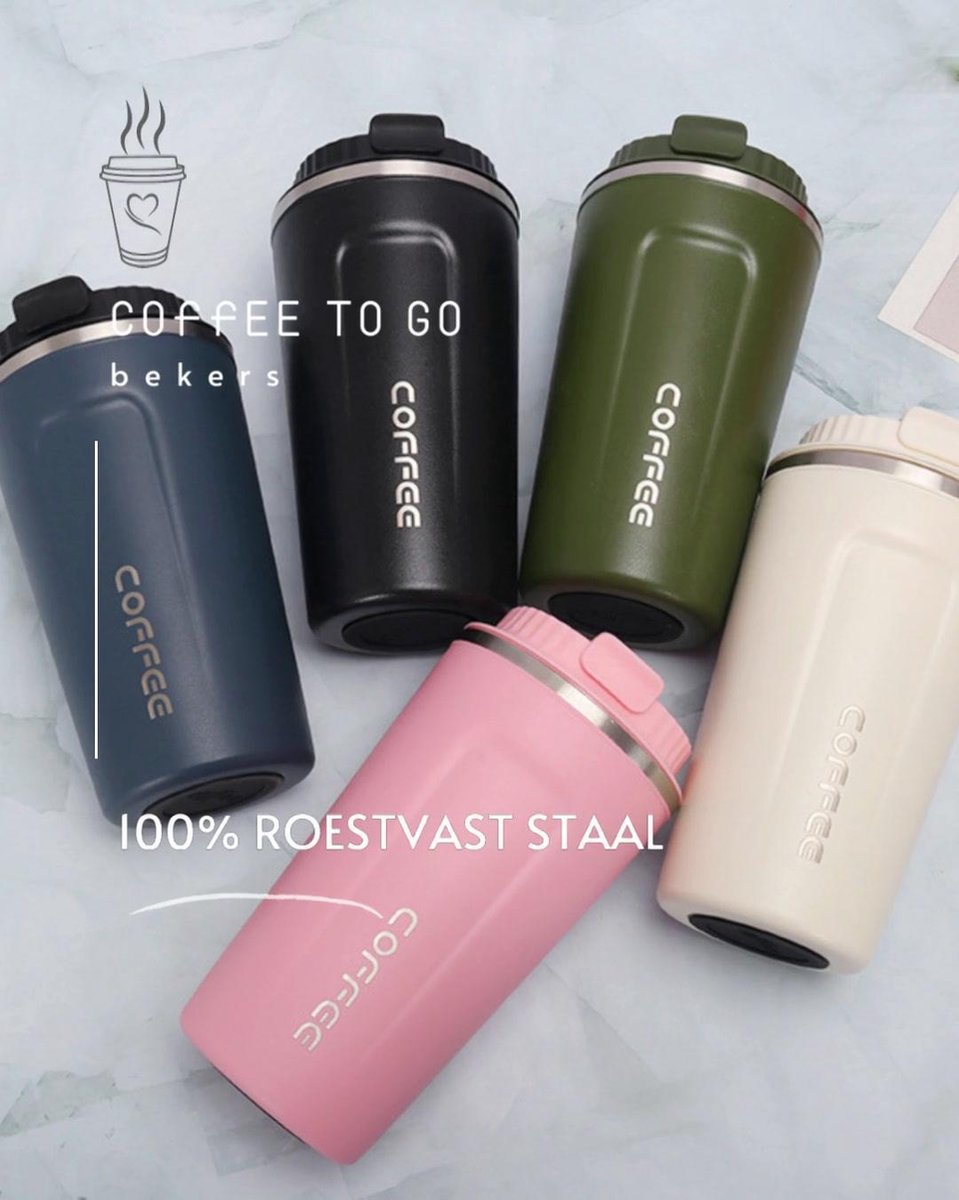 MAMEIDO Thermobeker 470 ml, drinkbeker met rietje & flip-top deksel van roestvrij staal dubbelwandig geïsoleerd (Dusty Glam