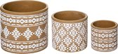 Atmosphera Créateur d'intérieur - Set van 3 terracotta / gele bloempotten, diameter 13.8 cm en 10.8 cm en 7.7 cm