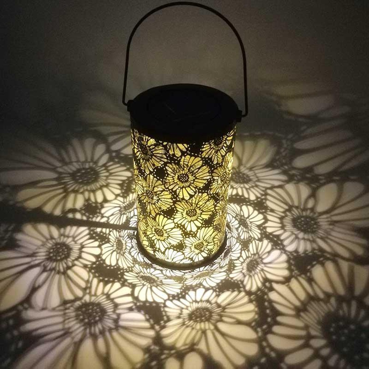 Itagala Design Solar Tafellamp & Hanglamp | Model Flower | Solar Tuinverlichting met accu | 6 tot 8 uur sfeer en gemak met nachtsensor | kleur black