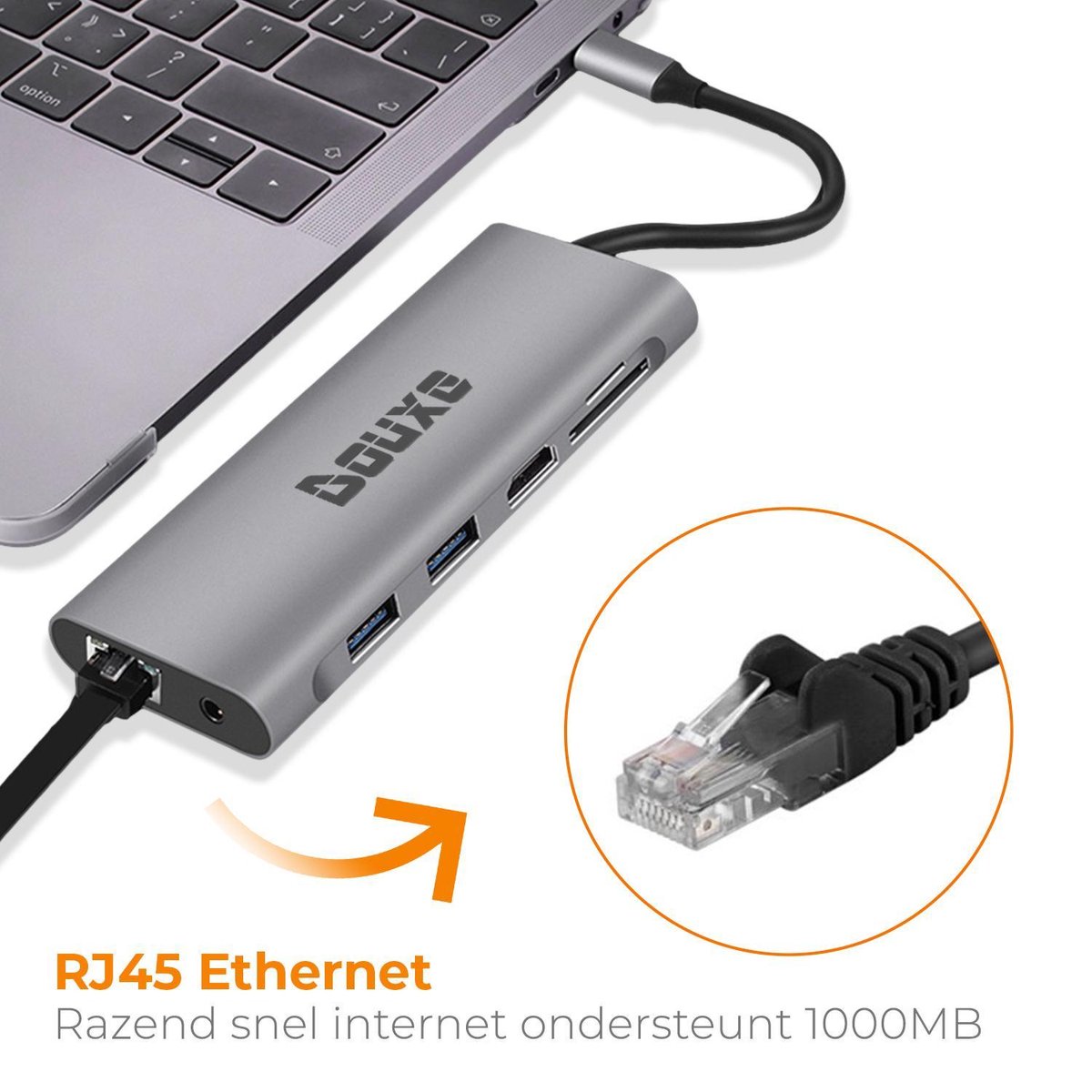 H19 - USB-C to HDMI, VGA, USB-A 3.0, RJ-45, USB-C, 3.5mm Jack and SD & –  Douxe