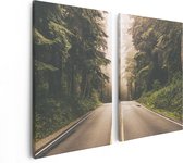 Artaza Canvas Schilderij Tweeluik Highway In Californië Omring Met Bos  - 80x60 - Foto Op Canvas - Canvas Print