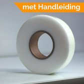 Strijkband met Handleiding - 1 rol van 100 Meter – 2,5 cm Breed - Zoomband - Instrijkbaar - Voor Inkorten - Gordijnband - plooiband - Nylon lijm - Reparatieset kleding