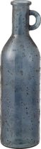J-Line Vaas Fles Cylinder Glas Grijs/Blauw